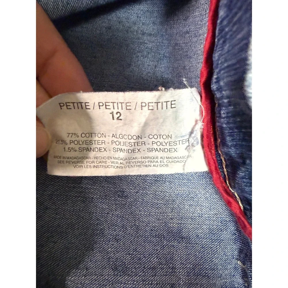 Gloria Vanderbilt Amanda Capri Jeans Womens 12P Petite Blue Wide Leg Cropped